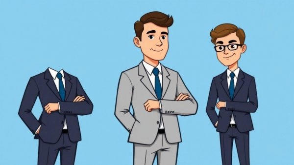 Cartoon businessmen in suits on blue background, related to off-site housing solutions.