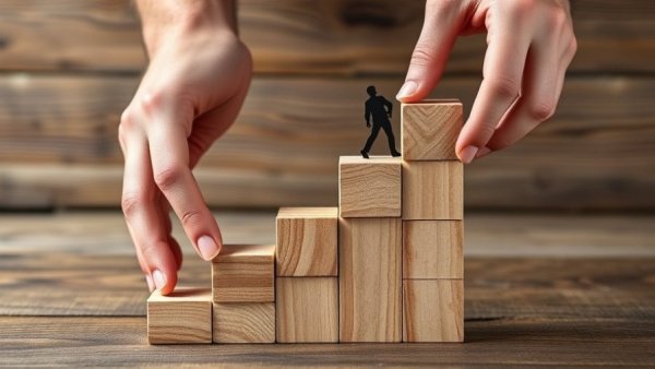 Hands building staircase symbolizing reverse mortgage news progress.