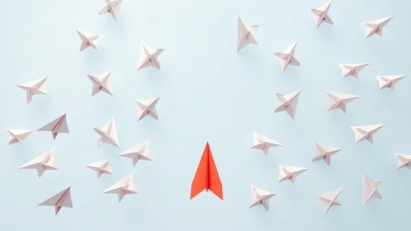 Red paper airplane leading white planes, symbolic for Real Estate News.