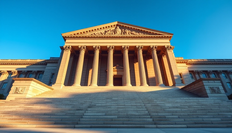 Imposing courthouse with stone columns, representing REX antitrust lawsuit.