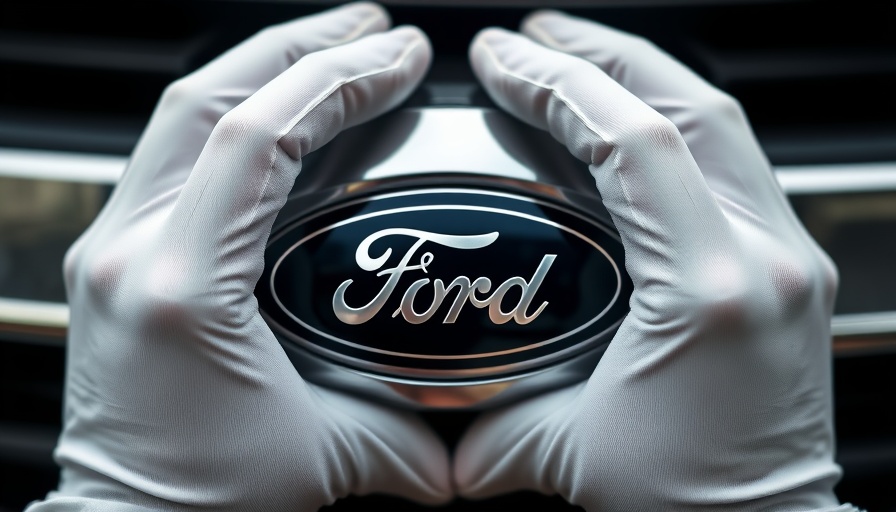 White gloves holding Ford logo, related to backup camera issues.