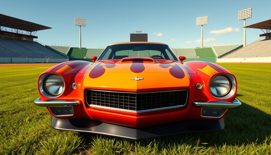 Chevrolet MLB Speedway Classic race car on baseball field.