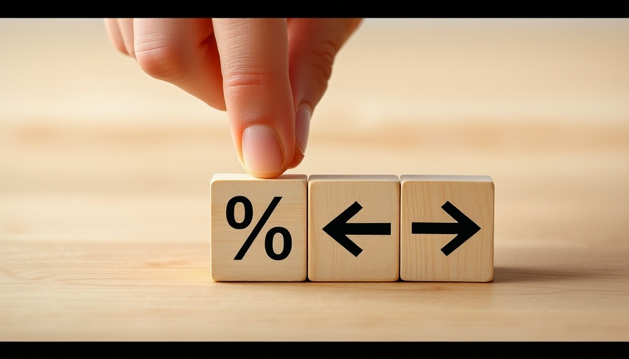 Hand adjusting blocks representing mortgage rates drop 2025, concept image.
