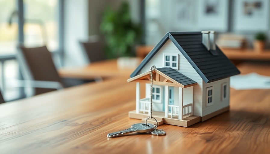 Miniature house model with key, symbolizing contract in real estate.