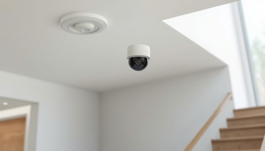 Interior camera placement overlooking stairs in a modern home.