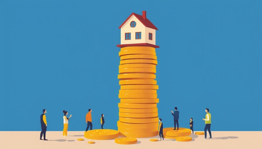 House on coin stack symbolizes higher mortgage rates.