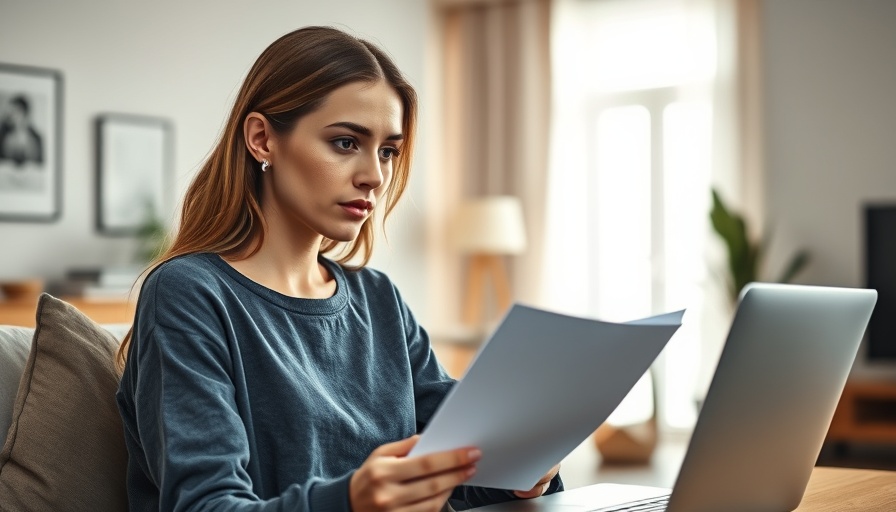 Concerned woman wondering why her mortgage keeps going up, seated at desk.