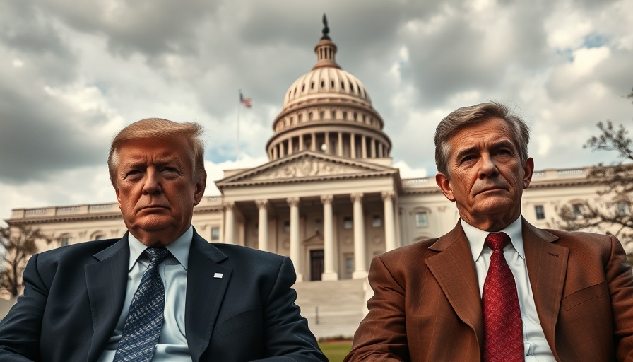 Serious figures in front of federal building, Trump Removes Fed Governor Lisa Cook.