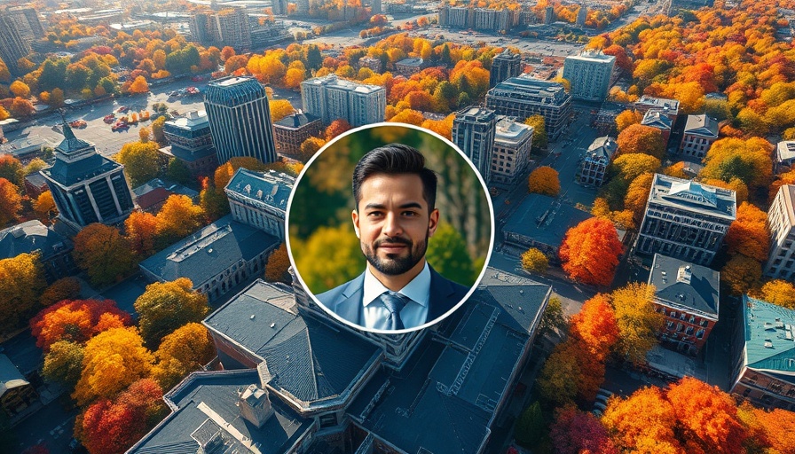 Vibrant autumn cityscape with the real estate learning journey.