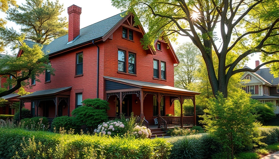 Victorian-style house in lush garden for Montgomery County real estate news.