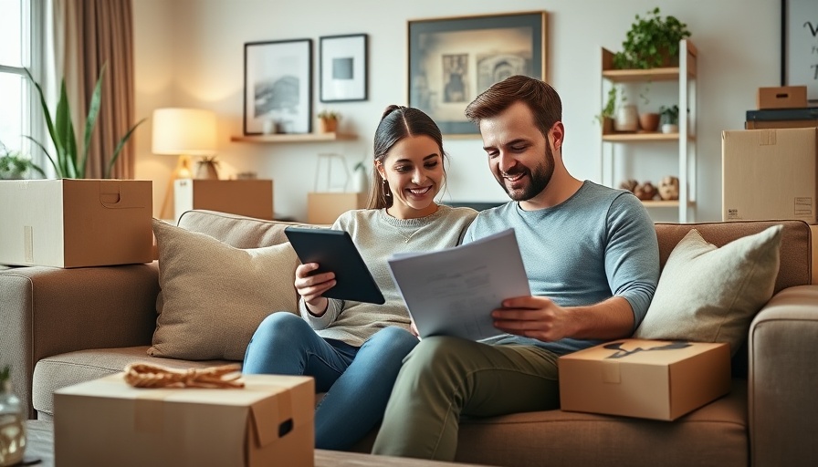 Couple reviewing mortgage refinance applications on a tablet at home.