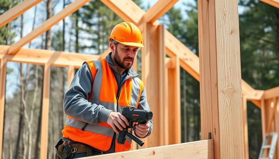 Construction worker building a new home amidst sales surge.