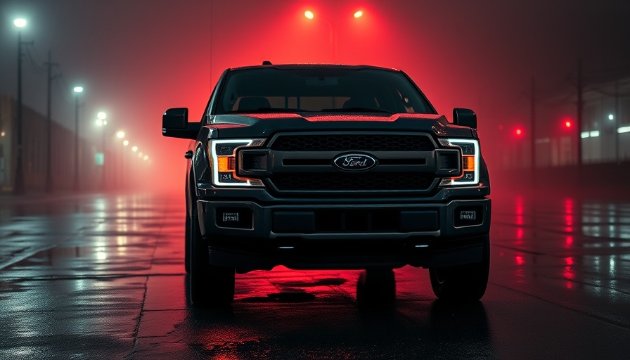 Dark Ford F-150 at night with glowing grille, highlighting sales incentives.