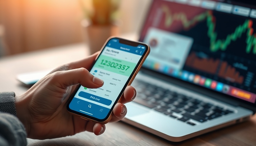 Person checking FICO score on smartphone and laptop.