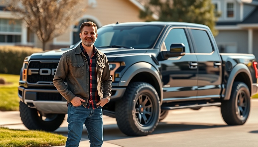 Daniel Ricciardo at Raptor Rally 2025 smiling beside a Ford truck.