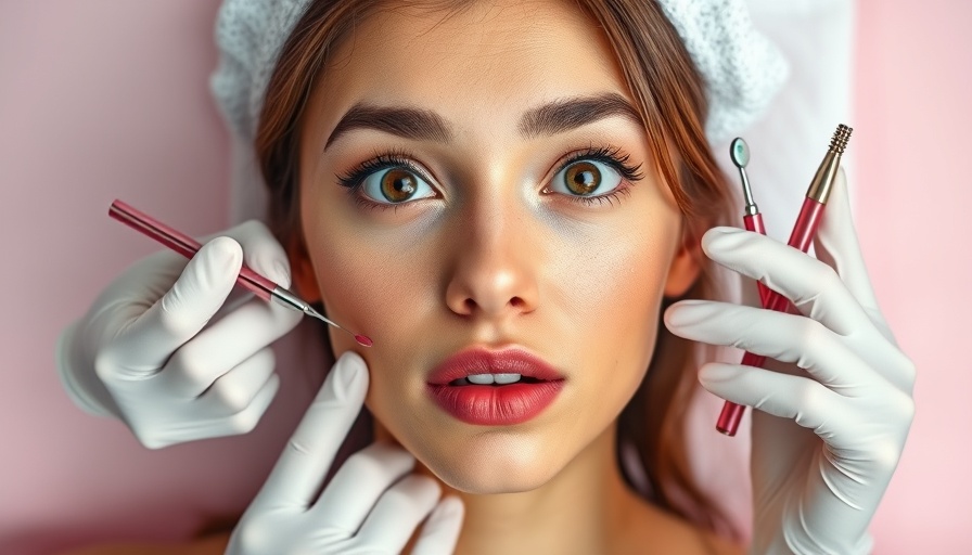 Surprised woman during skincare procedure, podcast theme on skincare myths.