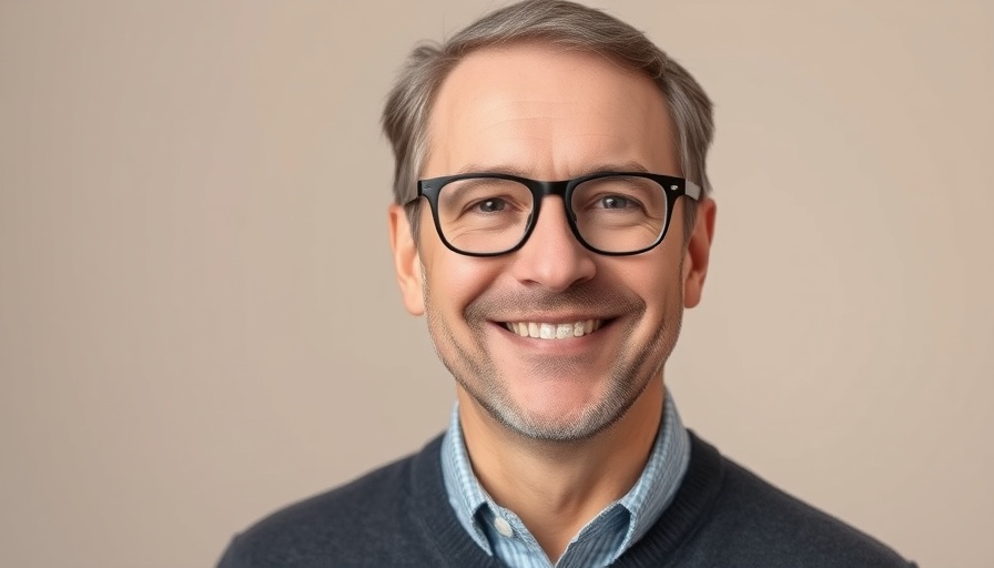 Confident middle-aged man highlighting benefits of 5-ALA in skincare.