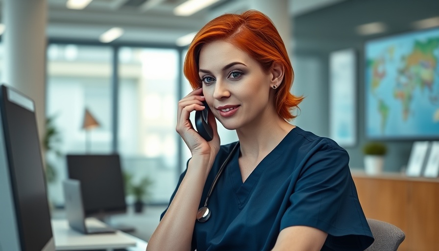 Nicotinamide Skin Cancer Prevention discussed by red-haired woman in navy scrubs.
