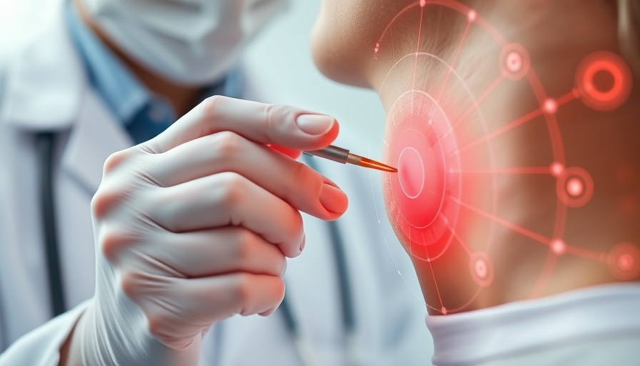 Dermatologist examining mole with digital graphics, symbolizing recent advances in dermatology treatments.