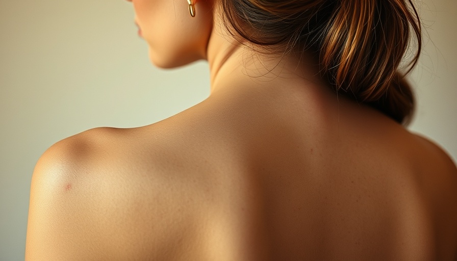 Skin cancer prevention highlighted by a woman's back with moles, thoughtful pose.