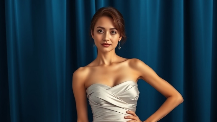 Elegant woman in gown showcasing non-surgical beauty treatments.