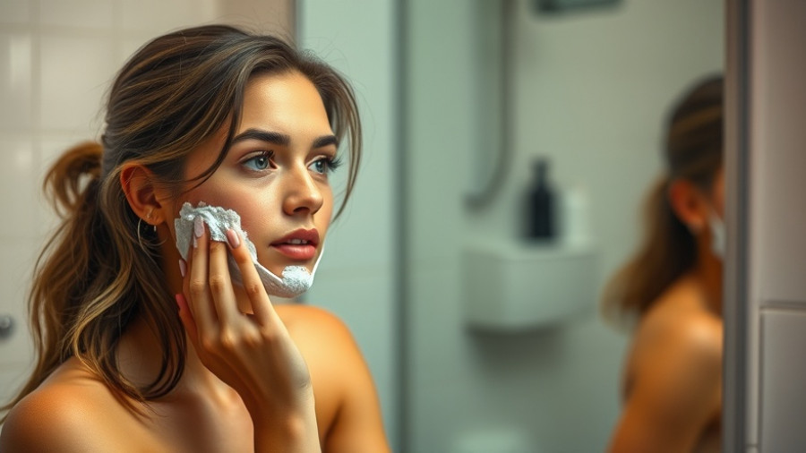 Young woman shaving face in bathroom, questioning grow back thicker.