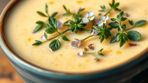 Herbal remedies Gig Harbor: Colorful herbal garnish in a soup.