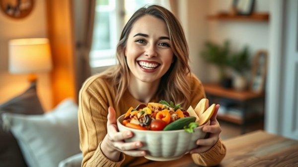 Smiling woman with radiant skin enjoying fasting benefits.