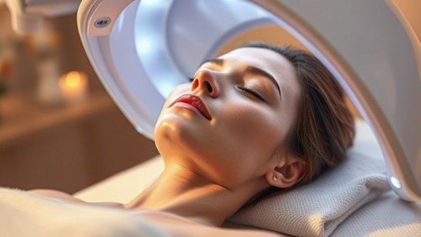 Woman receiving advanced oxygen facial treatment in spa.
