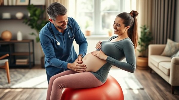 Chiropractor assisting pregnant woman with prenatal care in Gig Harbor.
