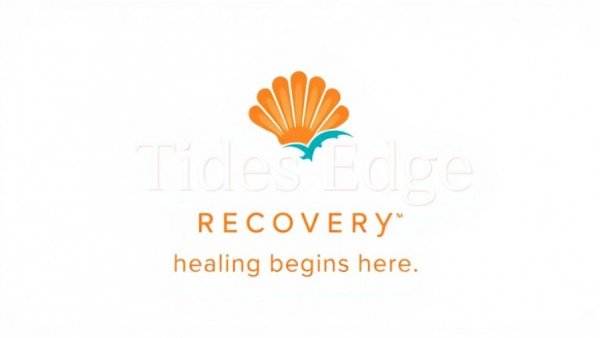 Tides Edge Recovery logo with seashell and wave design
