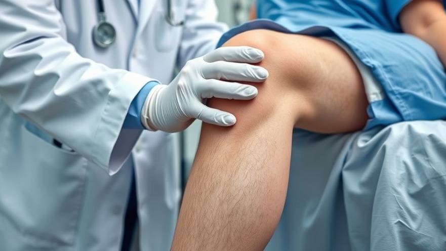 Medical professional examining a patient's knee post-surgery, highlighting knee surgery recovery.