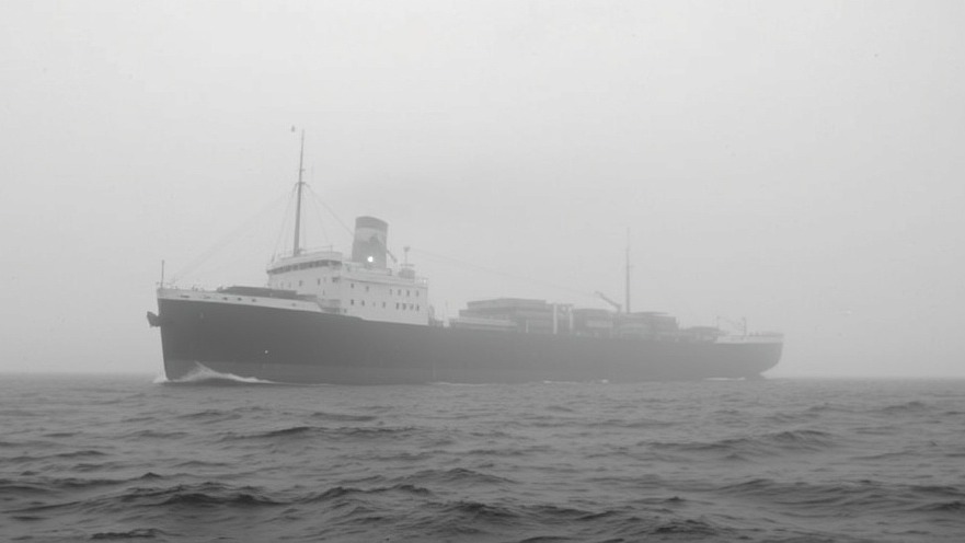 Cargo freighter Dorothy Wintermote off the foggy California coast in 1938