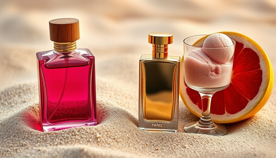 Guava fragrances in elegant bottles with fruity elements.