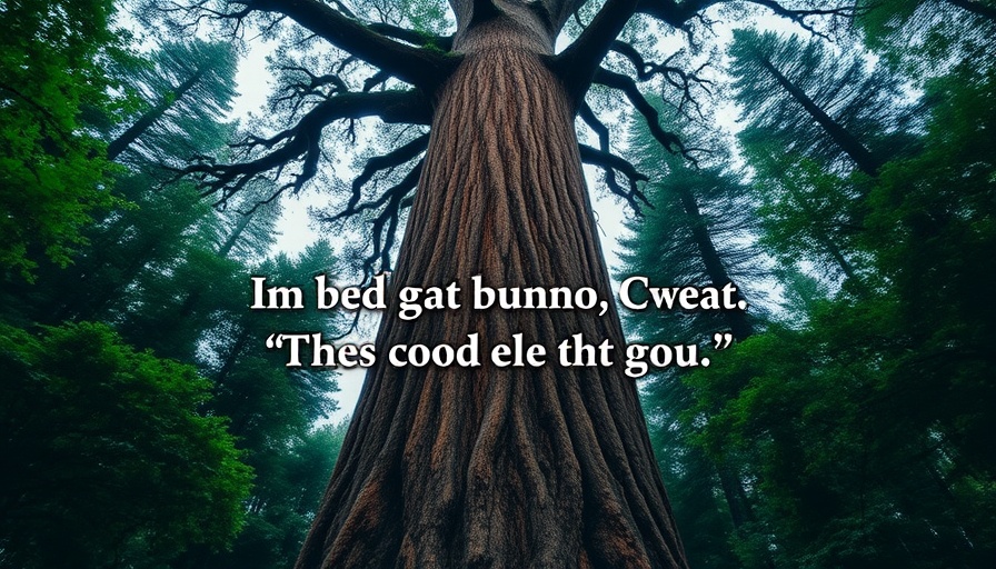 Lush forest with towering tree and quote, suggesting herbal remedies Gig Harbor.