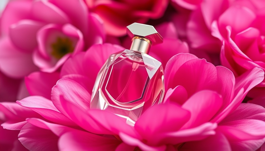 Elegant perfume bottle on pink petals, long-lasting fragrances for summer.