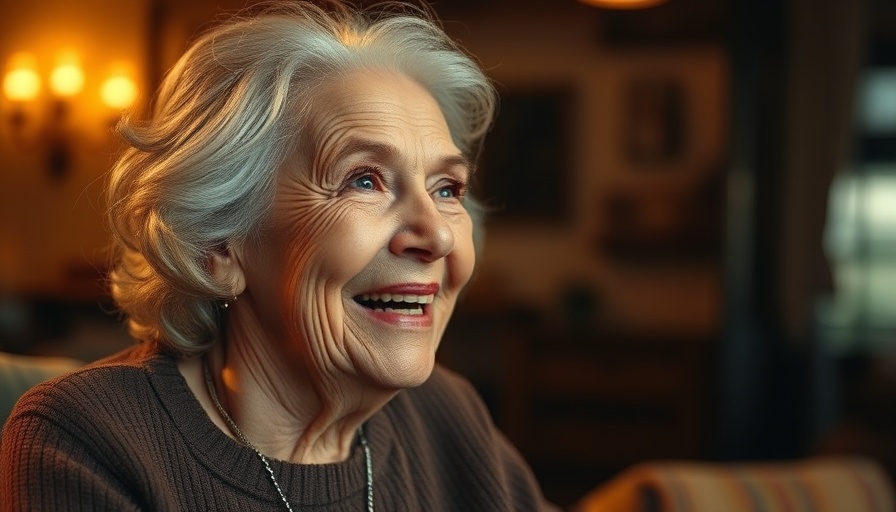 Elderly woman sharing insights on emotional healing in warm light.