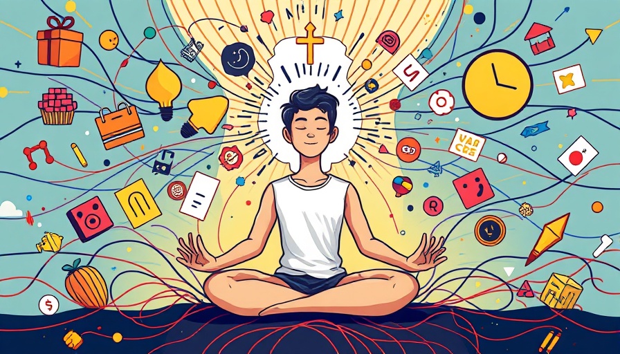 Mindful meditation breaking bad habits illustration.