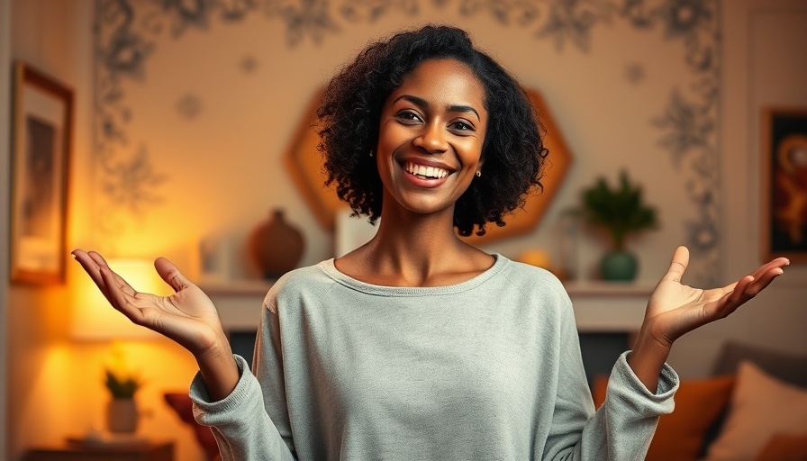 Smiling woman discussing alignment, cozy environment with soft light.