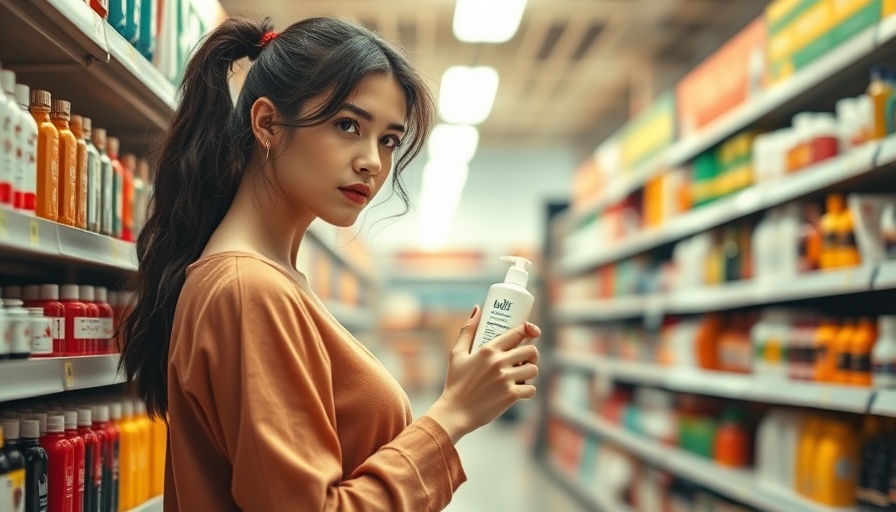 Medspa Gig Harbor product aisle with young woman.