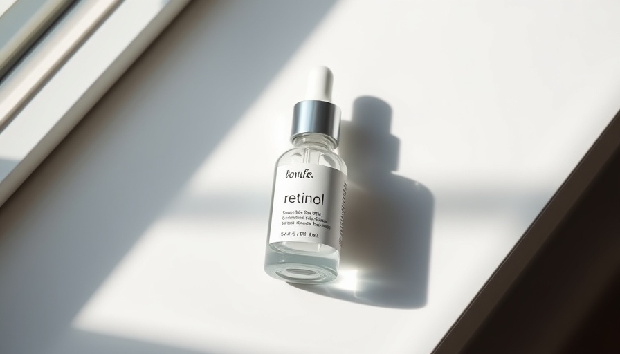 Gentle retinol serum bottle for sensitive skin elegantly displayed.