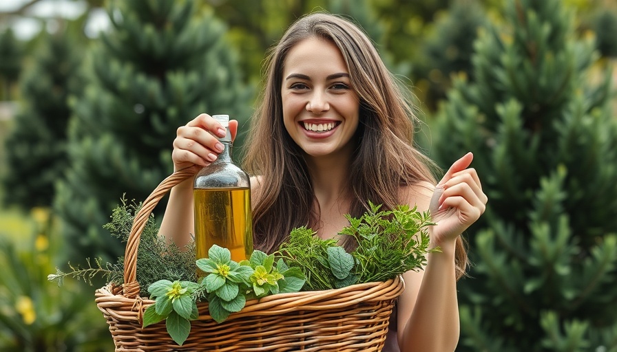 Woman making hydrosols at home in a garden setting