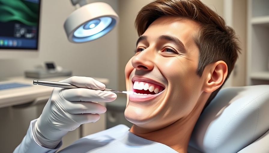 dentist performing teeth whitening in-office treatment