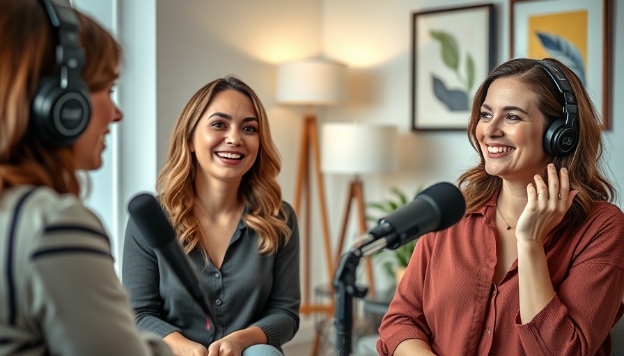 Women discussing holistic spa treatments in a relaxed podcast setting.