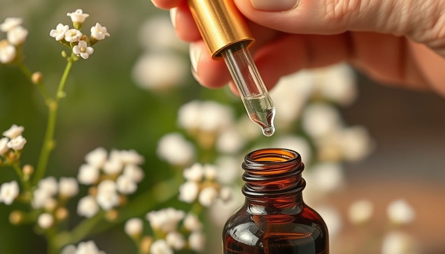 Yarrow tincture dropper in herbal remedies setting, Gig Harbor.