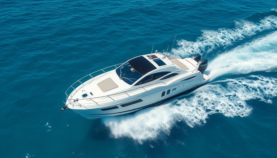 White motorboat cruising in Gulf of Mexico waters.