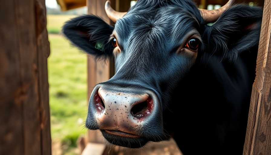 Close-up of cow peering through window, illustrating milk delivery in 2025.
