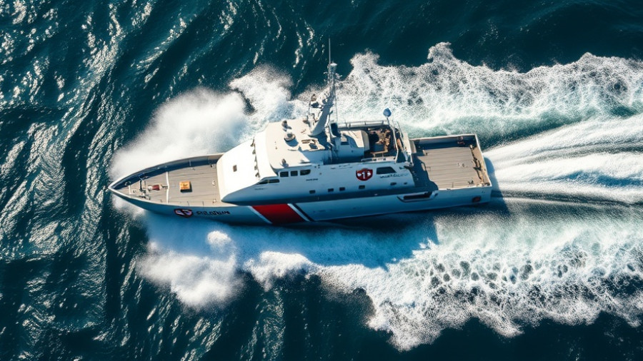 Coast Guard vessel in ocean for illegal fishing crackdown.