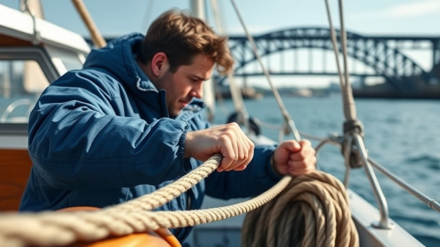 Hands-on boating safety class in Orange Beach, focusing on rope management.