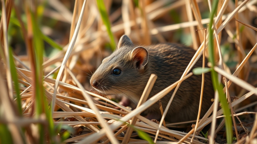 Swamp rat in dry grass of marsh environment